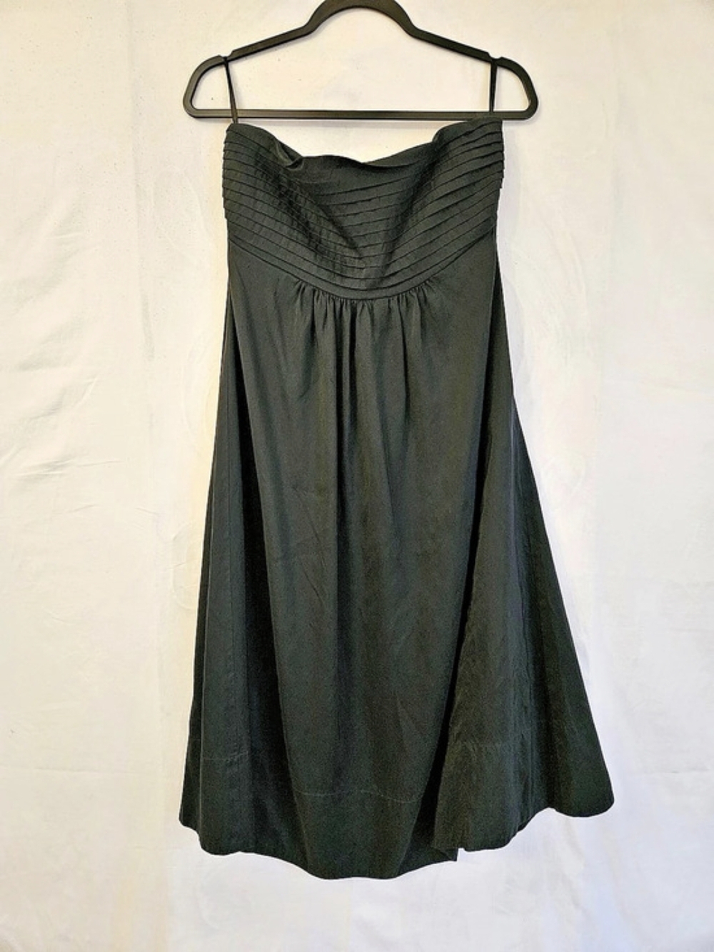 Banana Republic Black Silk Strapless Pleated Midi Dress Black Size 8